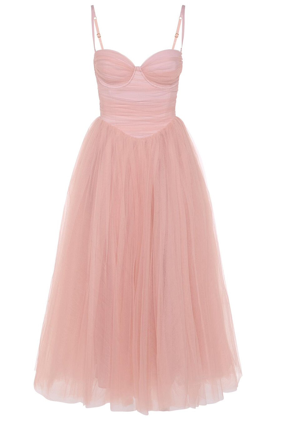 suknia midaxi z tiulu w kolorze dusty rose