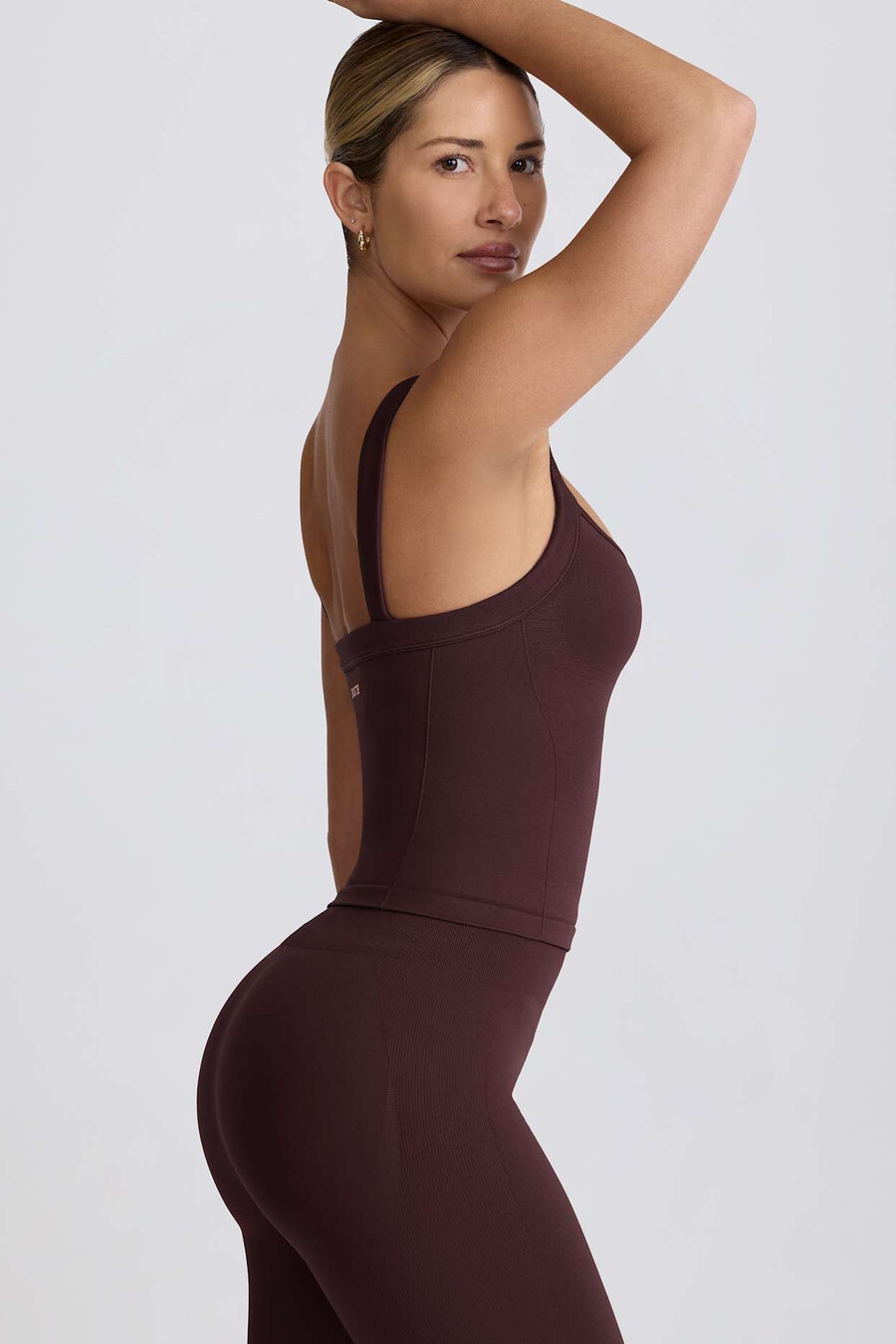 super sculpt seamless longline tank top w kolorze czekoladowym